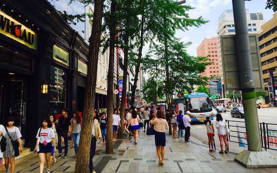 A street in Gangnam District, Seoul, Korea.